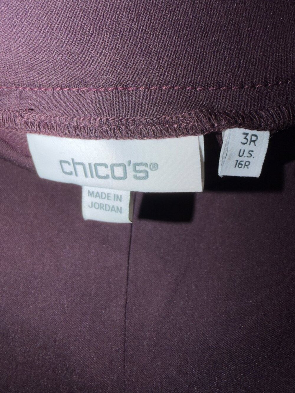 Chioco's Plus Size 16 Pull On Comfort Waist Pants Plum Purple Curvy Fit - Picture 3 of 7
